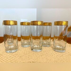Set of Vintage Gold Trimmed Crystal Whiskey Glasses